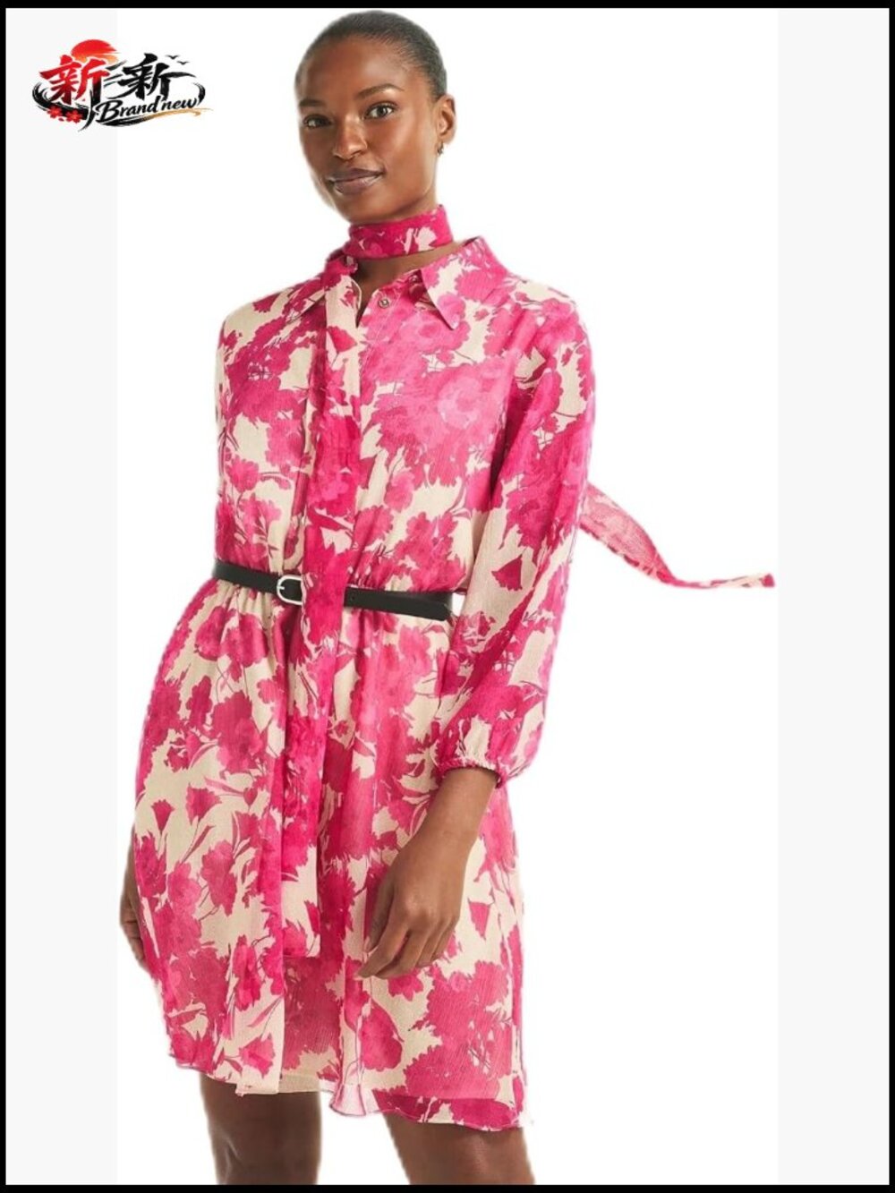 Woven Midi Pull-On Dress with Belted Waist